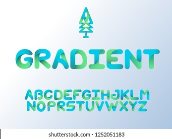 Creative Design vector Font.Shaded gradient font, Chistmas smooth alphabet. The ribbon style. 