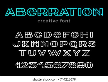 Creative Design vector linear Font for Title, Header, Lettering, Logo, Monogram.
Corporate Business Luxury Technology Typeface. Letters, Numbers Line art style.