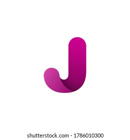 Creative Design vector logo letter j of twisted Ribbon for Title, Header, Lettering, Logo. Colorful rounded Letters. Modern design.