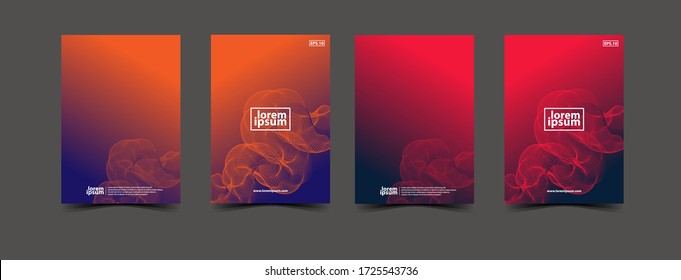  Creative design of vector template for A4 book cover, flyer and flyer in abstract background by using orange ,bright pink,purple tones together.