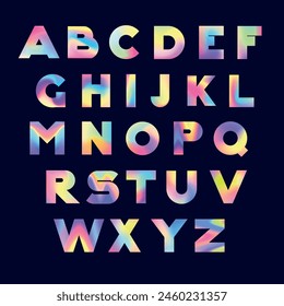 Creative Design vector for Title, Header, Lettering, Logo. Holographic vivid bright vibrant Typeface. Colorful Letters.