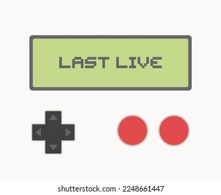 Creative design of vintage videogame screen and last live message