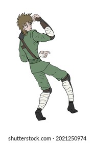 Creative design of warrior in defense pose