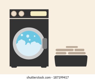 Creative design of washing-machine. Fully editable vector.