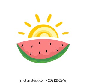 Creative design of watermelon and sun illustration