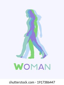 Creative design of woman walking illustration