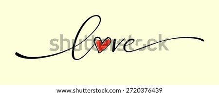 Creative design of the word love using fancy swirled typescript.