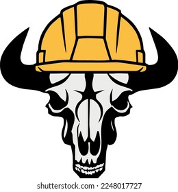 Creative design work for Cow Skull with Construction Hat 