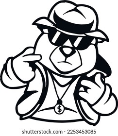Creative design work for Gangster Teddy Bear 