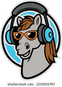 Creative design work for Horse with Headphone and Glasses 