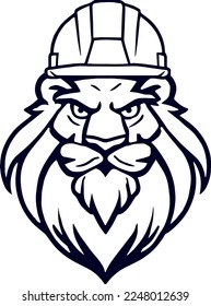 Creative design work for Lion with Construction Hat 