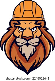 Creative design work for Lion with Construction Hat 