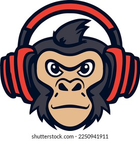 Creative design work for Monkey with Headphone 