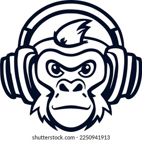 Creative design work for Monkey with Headphone 