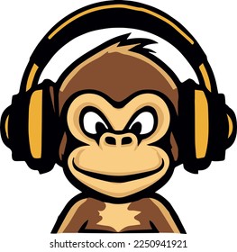 Creative design work for Monkey with Headphone 