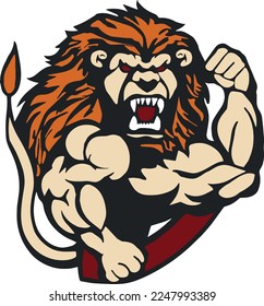 Creative design work for Muscular Lion Mascot 
