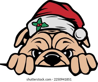 Creative design work for Santa Hat English Bulldog 