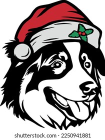 Creative design work for Santa Hat Australian Shepherd 