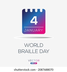 Creative design for (World Braille Day), 4 January, Vector illustration.