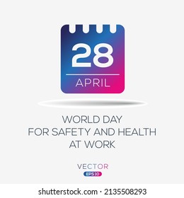 Creative Design For (World Day For Safety And Health At Work), 28 April, Vector Illustration.