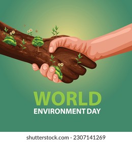 Creative design world environment and earth day shake hand with environment concept. abstract vector illustration design