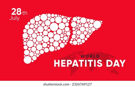 Diseño creativo para el Día Mundial de la Hepatitis, medios sociales y afiche. Ilustración vectorial 3D. 28 de julio. Desechos hepáticos, cáncer y cirrosis abstracta gráfica.