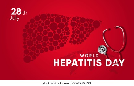 Creative design for World Hepatitis Day, social media and poster. 3D vector illustration. July 28. Hepatic desease, cancer and cirrhosis abstract concept graphic.