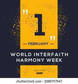 Creative Design For (World Interfaith Harmony Week), 1 February, Vector Illustration.