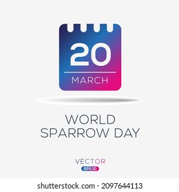 Creative design for (World Sparrow Day), 20 March, Vector illustration.