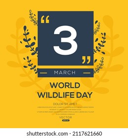 Creative design for (World Wildlife Day), 3 March, Vector illustration.