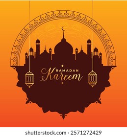 A creative  designed about ramadan kareem using by relegious ,cultural design And standard colors