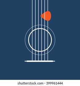 Creative designed of Flat Acoustic Guitar , Vector Illustrator eps10