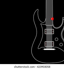 Creative designed of Flat Electric Guitar with copy space