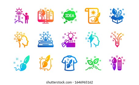 Creative designer, Idea and Inspiration. Creativity icons. Brush and pencil classic icon set. Gradient patterns. Quality signs set. Vector
