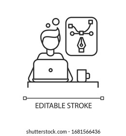 Creative designer pixel perfect linear icon. Editing, computer graphics, media project. Thin line customizable illustration. Contour symbol. Vector isolated outline drawing. Editable stroke