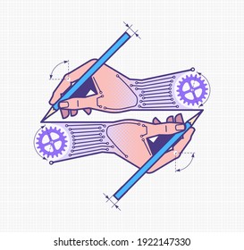 Creative Designing and Engineering. Vector illustration on the theme of Industrial Design or Industrial Engineering.