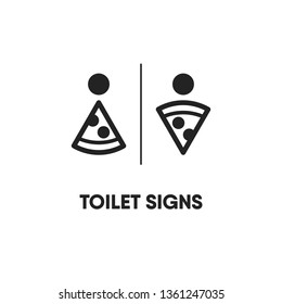 Creative desing of toilet signs for pizzeria.