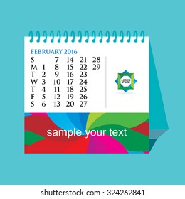 creative desk calendar 2016 February month vector 