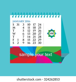 creative desk calendar 2016 January month vector 