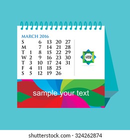 creative desk calendar 2016 March month vector 