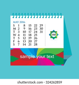 creative desk calendar 2016 May month vector 