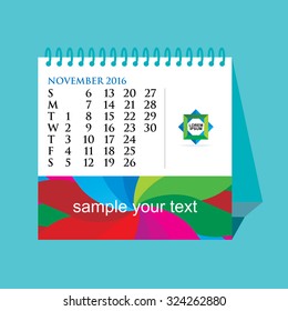 creative desk calendar 2016 November month vector 