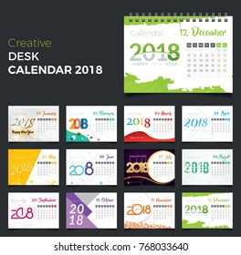 Creative Desk Calendar 2018. 12 Pages