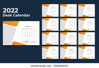Creative desk calendar design 2022 template
