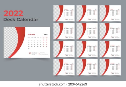 Creative desk calendar design 2022 template
