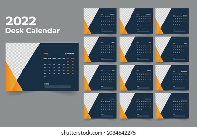 Creative desk calendar design 2022 template
