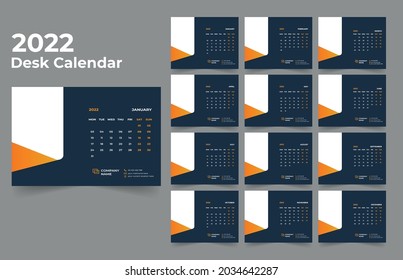 Creative desk calendar design 2022 template
