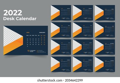 Plantilla de diseño de calendario creativo de escritorio 2022
