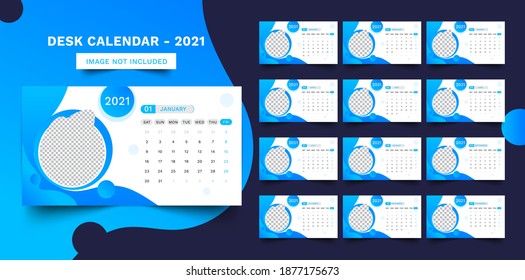 Creative desk calendar design template 2021