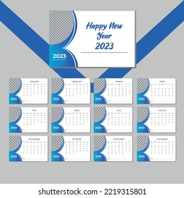 Creative desk calendar design template 2023, simple, colorful design.
